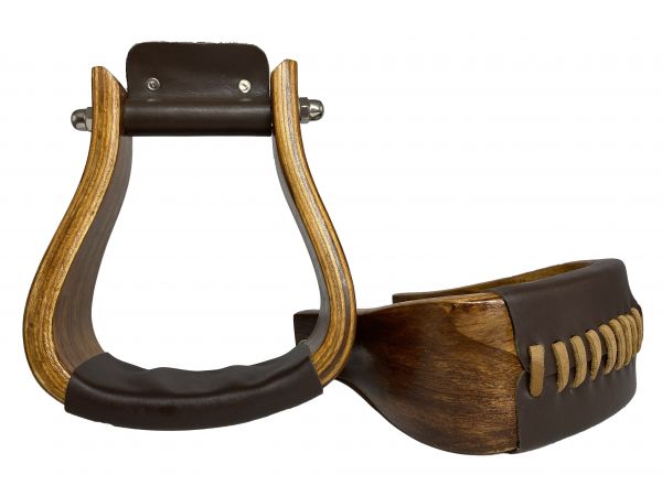 Showman Polished Solid Oak Wooden stirrups